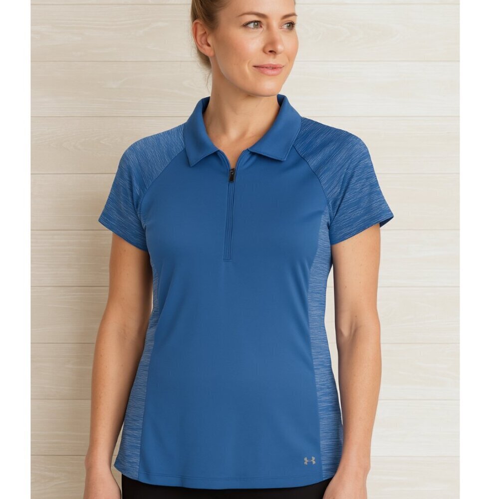 Under Armour Women's Blue Short Sleeve Fitted Quarter Zip Athletic Shirt